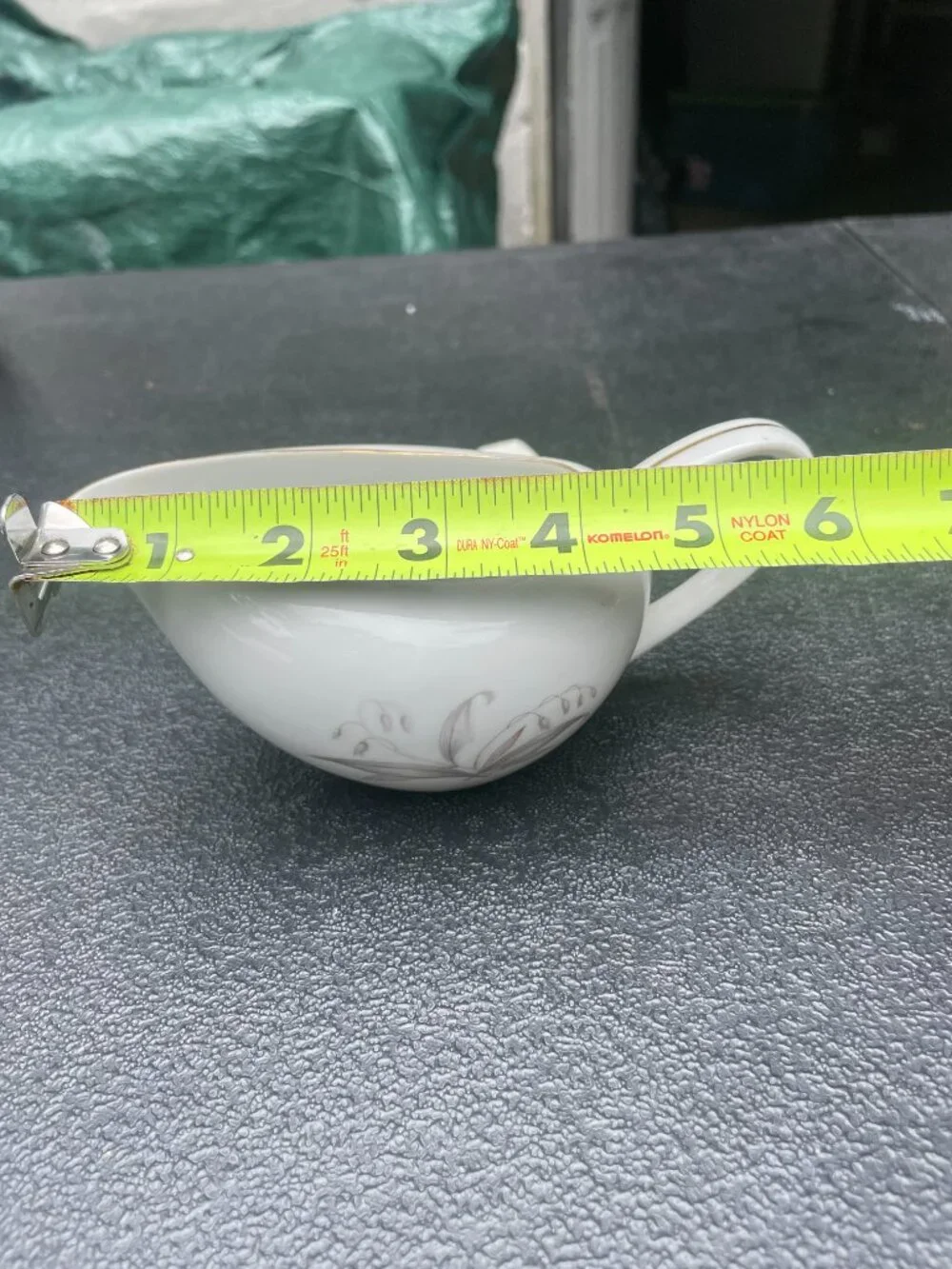 Vintage Creamer China Gray Leaf Gold Trim Tea Serving Decor